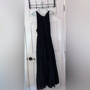 Torrid 3X High Neck Halter Black Mesh Tiered Maxi